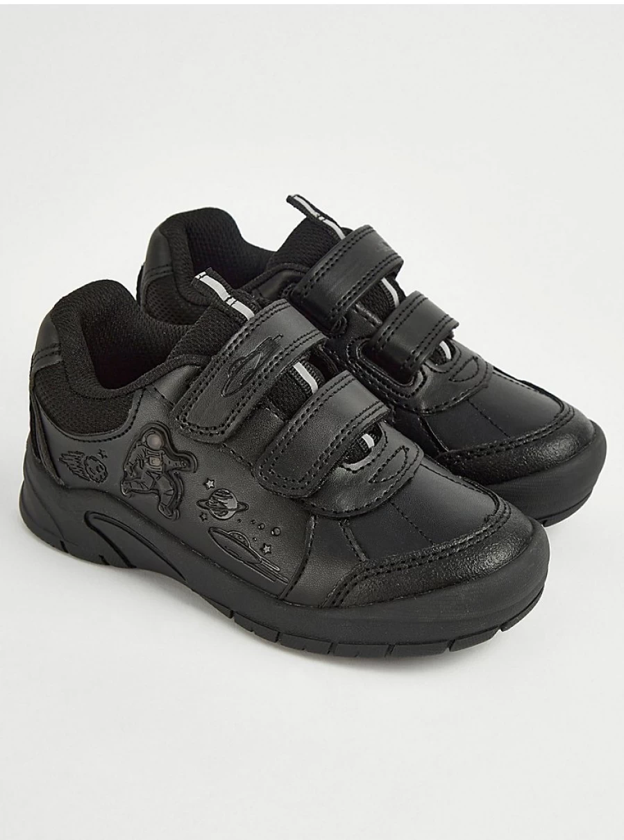 "George at Asda Black LED Light Up School Shoes for Kids – Comfortable & Stylish"