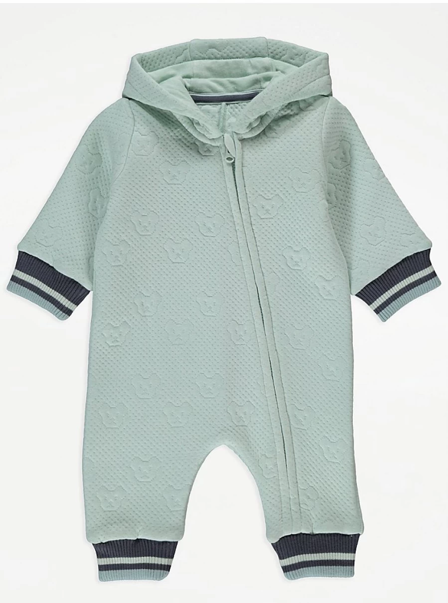 "George at Asda Mint Green Quilted Bear All-in-One Baby Boys Outfit Review"