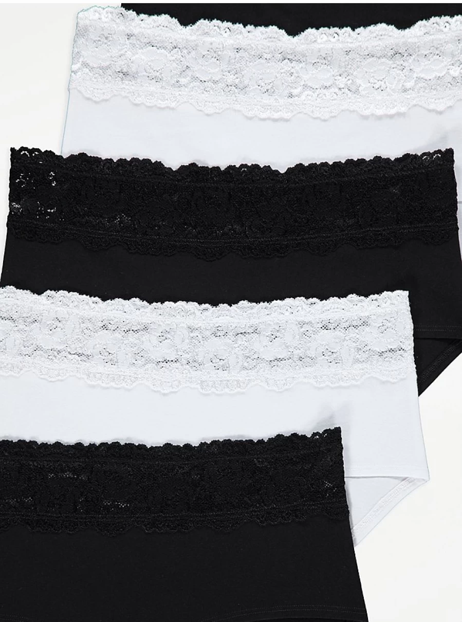 "George at Asda 5-Pack Lace Trim Short Briefs for Women | Comfortable Lingerie Underwear Set"