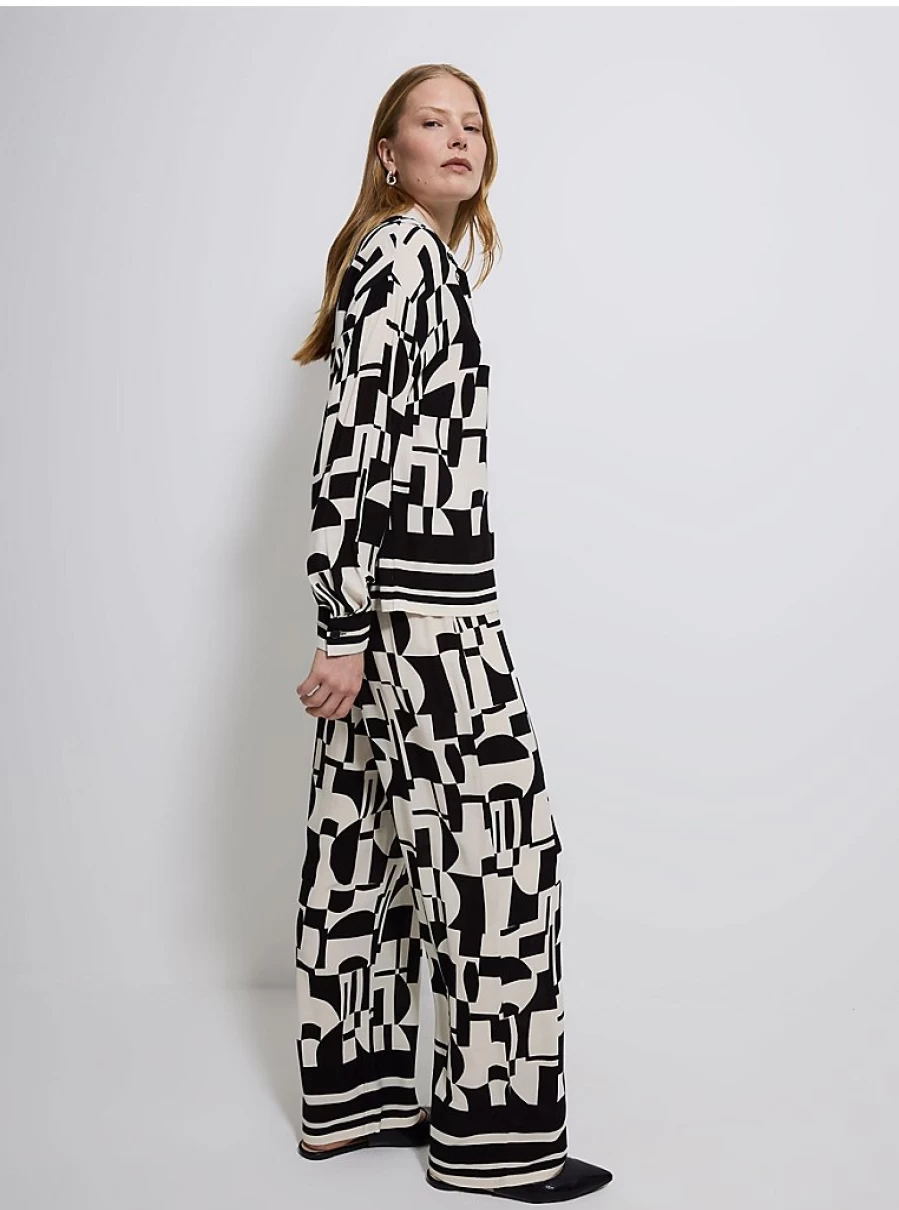 "Women's Geometric Print Loose Fit Trousers | George at Asda | Comfort & Style"