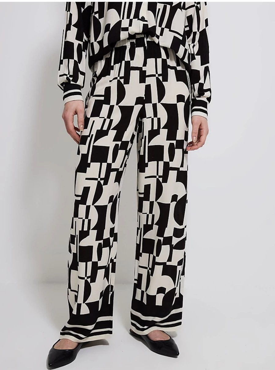 "Women's Geometric Print Loose Fit Trousers | George at Asda | Comfort & Style"