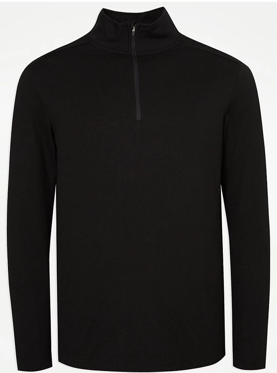 Men's Black Thermal Quarter Zip Long Sleeve Pullover - George at Asda Review & Buying Guide