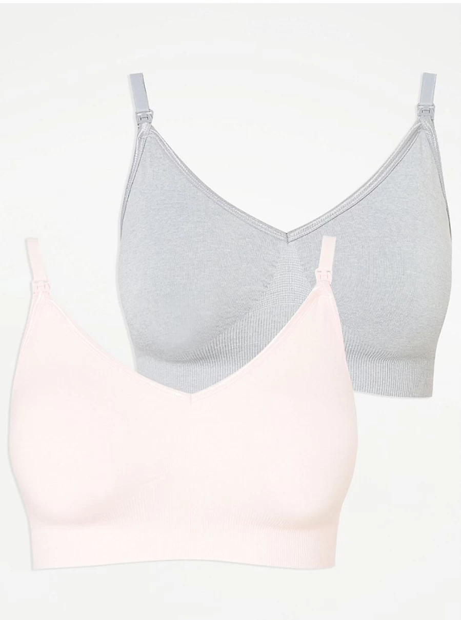 "George at Asda Baby Comfort Nursing Bra 2 Pack – Soft Non-Wired Maternity & Nursing Bra Set"