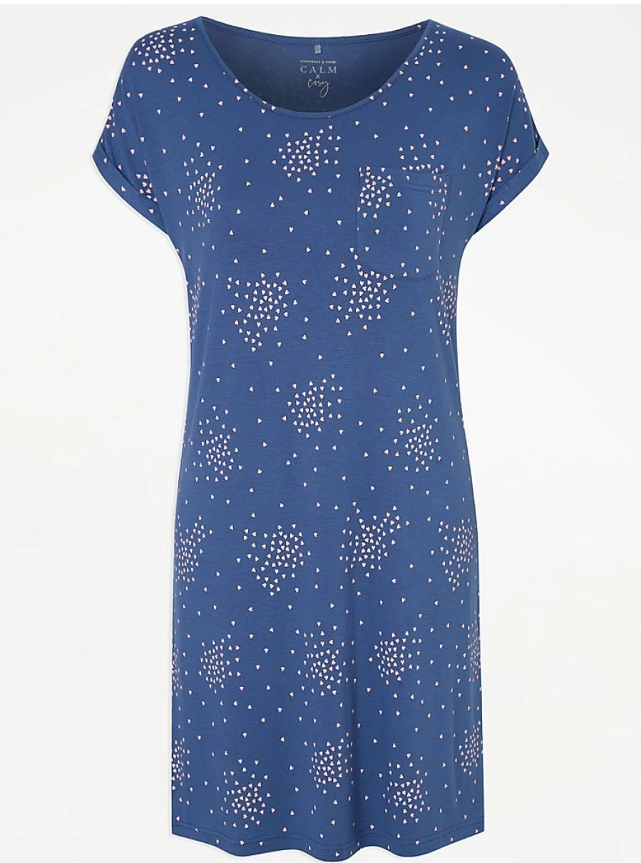 "George at Asda Blue Heart Print Pocket Nightdress | Women's Lingerie & Sleepwear Review"