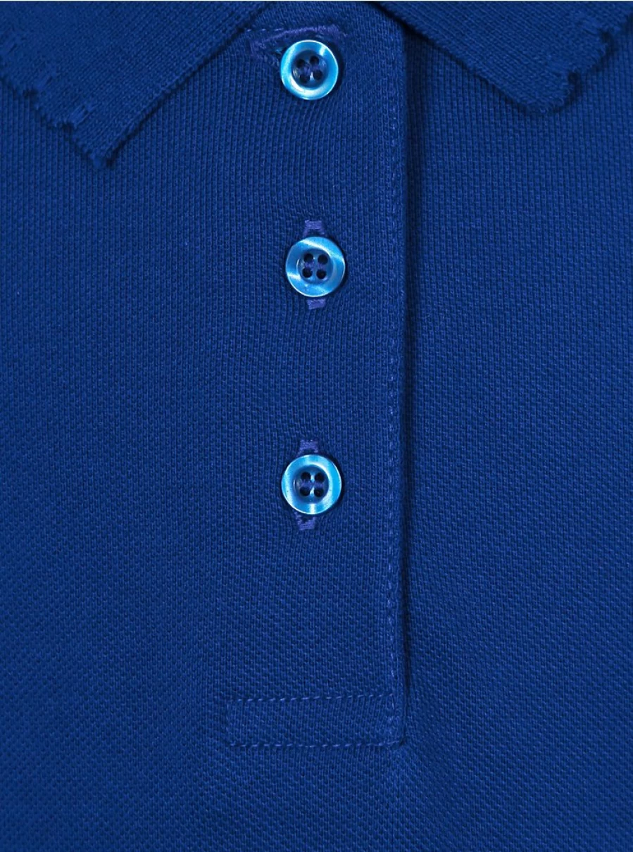 "George at Asda Girls' 2-Pack Cobalt Blue Scallop Edge Short Sleeve Polo Shirts for School"