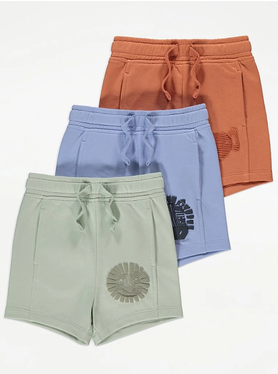 "George at Asda Boys' Animal Print Shorts 3-Pack | Kids' Fashion | Comfort & Style"