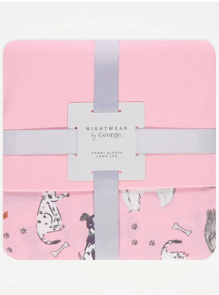 "George at Asda Pink Doggy Paw Print Pyjamas Set - Women's Sleepwear & Loungewear Gift"