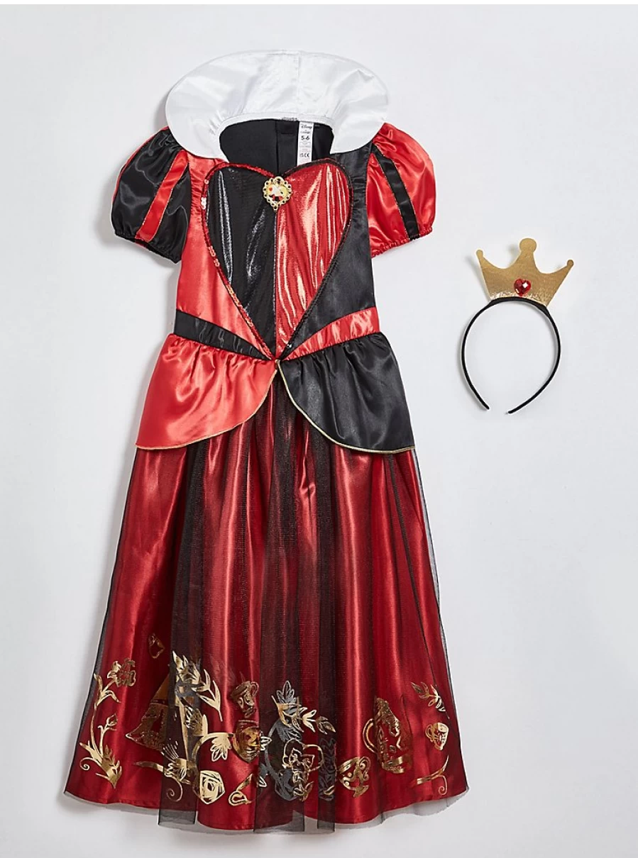 "Kids Queen of Hearts Costume - Disney Red Fancy Dress by George at Asda"