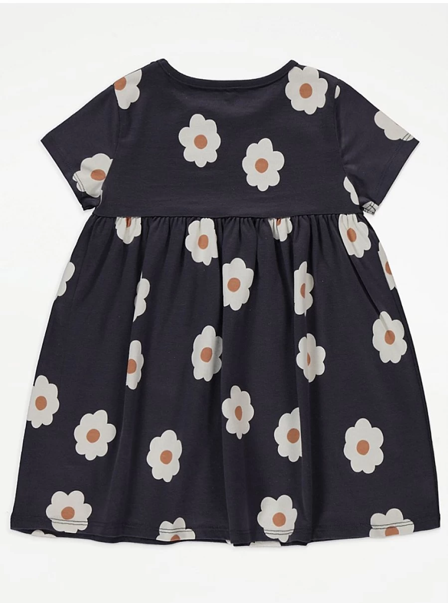 "George at Asda Girls' Charcoal Daisy Print Short Sleeve Dress – Reviews & Sizing"