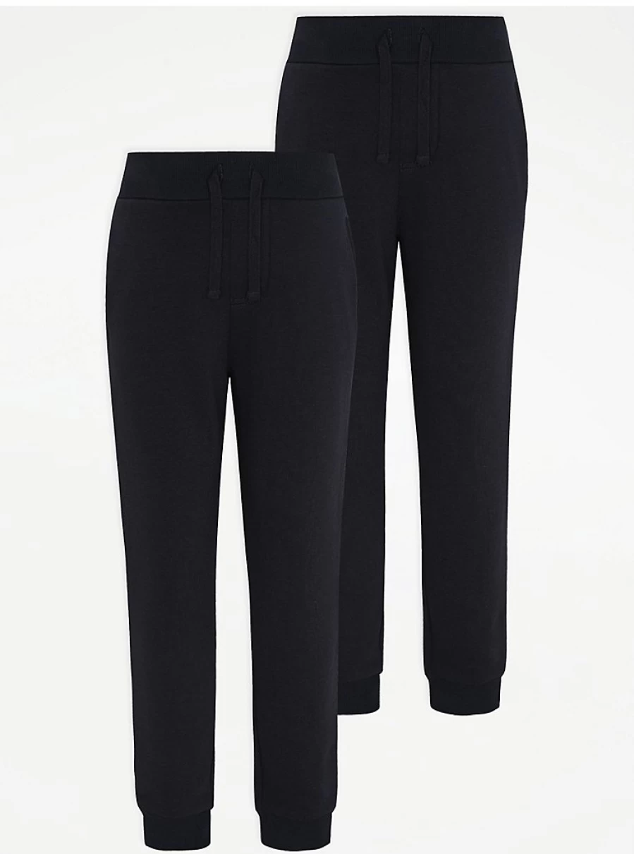 "George at Asda Navy Slim Fit School Joggers 2-Pack | Comfortable Uniform Pants for Kids"