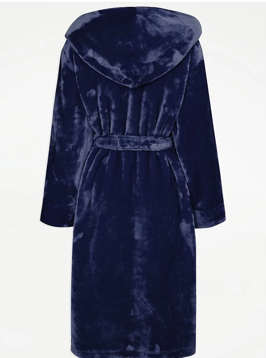 "George at Asda Navy Blue Plush Dressing Gown for Women – Soft Lounge Robe Review"