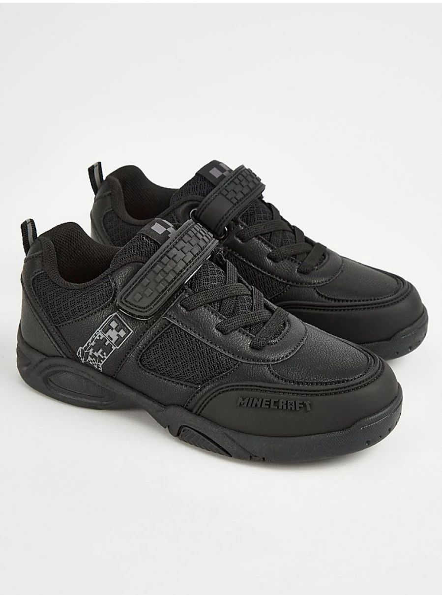 "George at Asda Minecraft-Themed Black School Shoes for Kids – Comfortable & Durable"