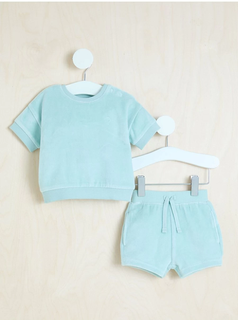 "George at Asda Boys' Mint Green Velour Top and Shorts Set – Billie Faiers Collection"
