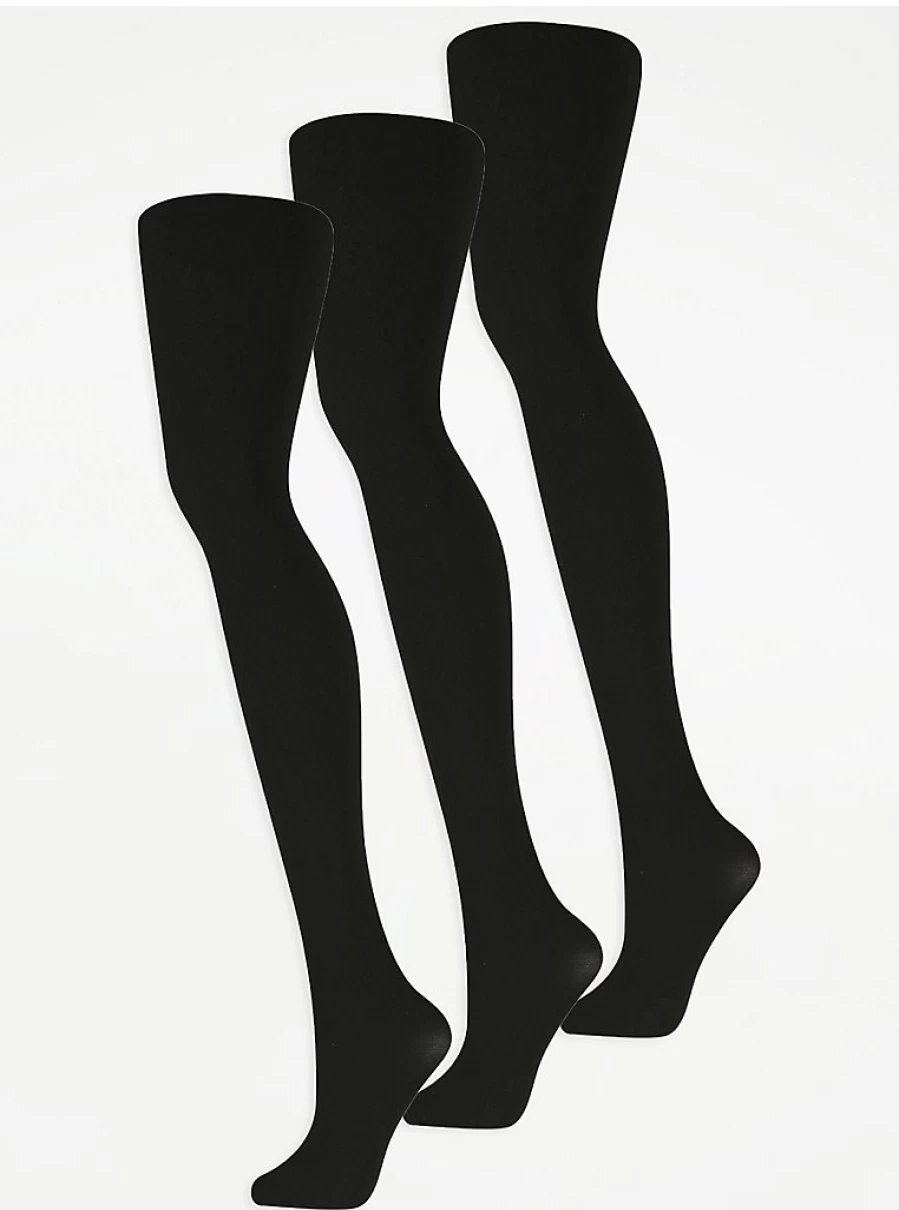 George at Asda Black 100 Denier Opaque Tights 3 Pack - Women's Lingerie & Hosiery Essentials