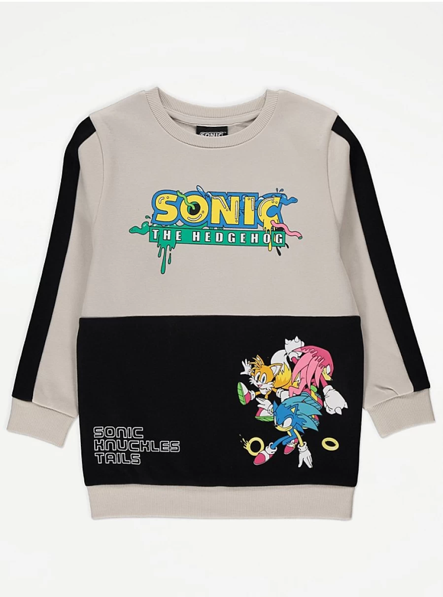 Boys' Sonic The Hedgehog Colour Block Sweatshirt | George at Asda | Kids' Gaming Hoodie