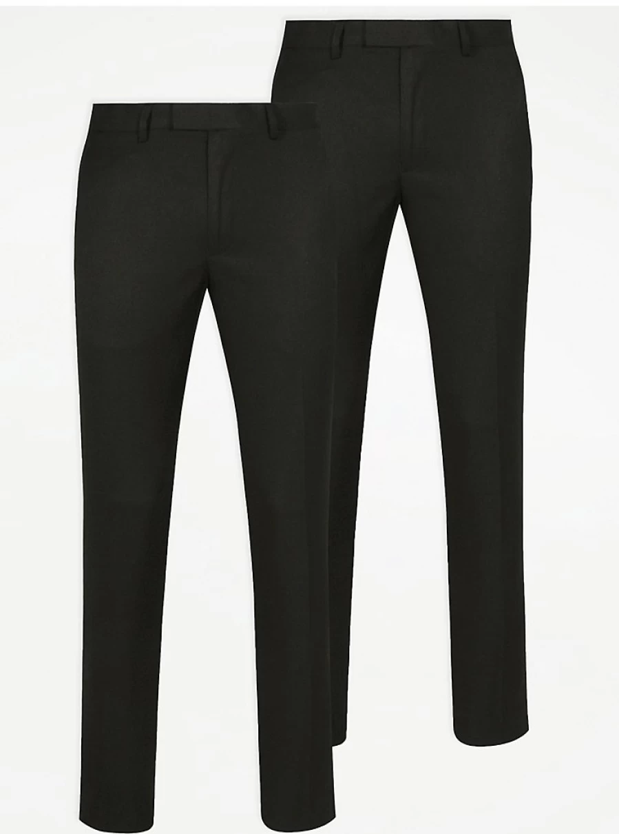 Boys' Black Slim Fit Formal Trousers 2-Pack | George at Asda