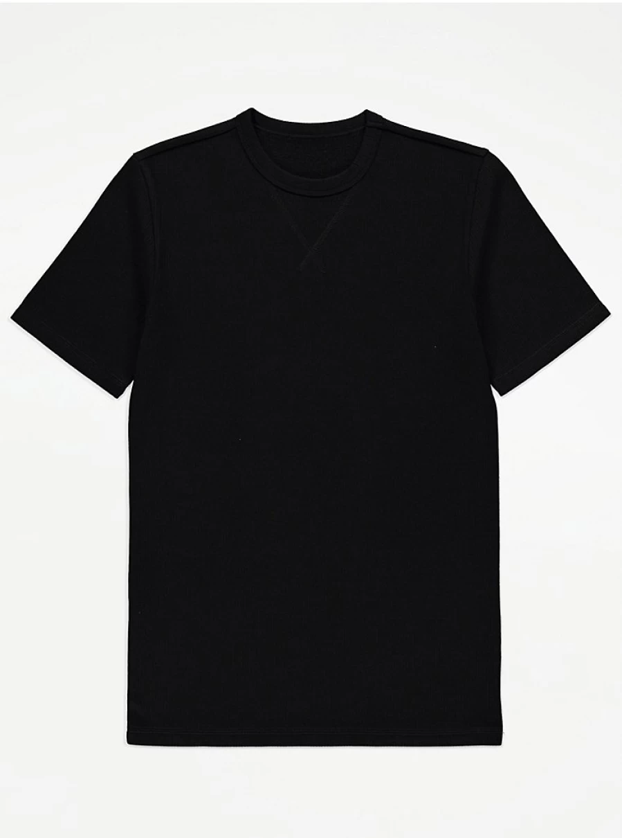 "George at Asda Men's Black Ribbed Thermal T-Shirt – Warm & Stylish Winter Top"