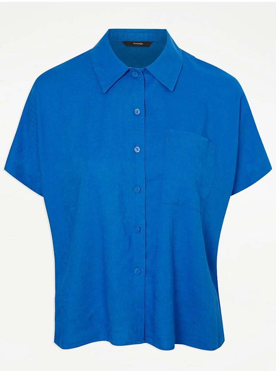"George at Asda Women's Cobalt Blue Linen Blend Short Sleeve Shirt Review & Style Guide"