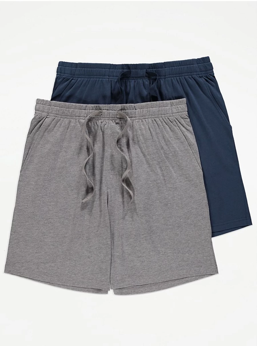 Men's 2 Pack Plain Jersey Short Pyjamas | Comfort Sleepwear by George at Asda