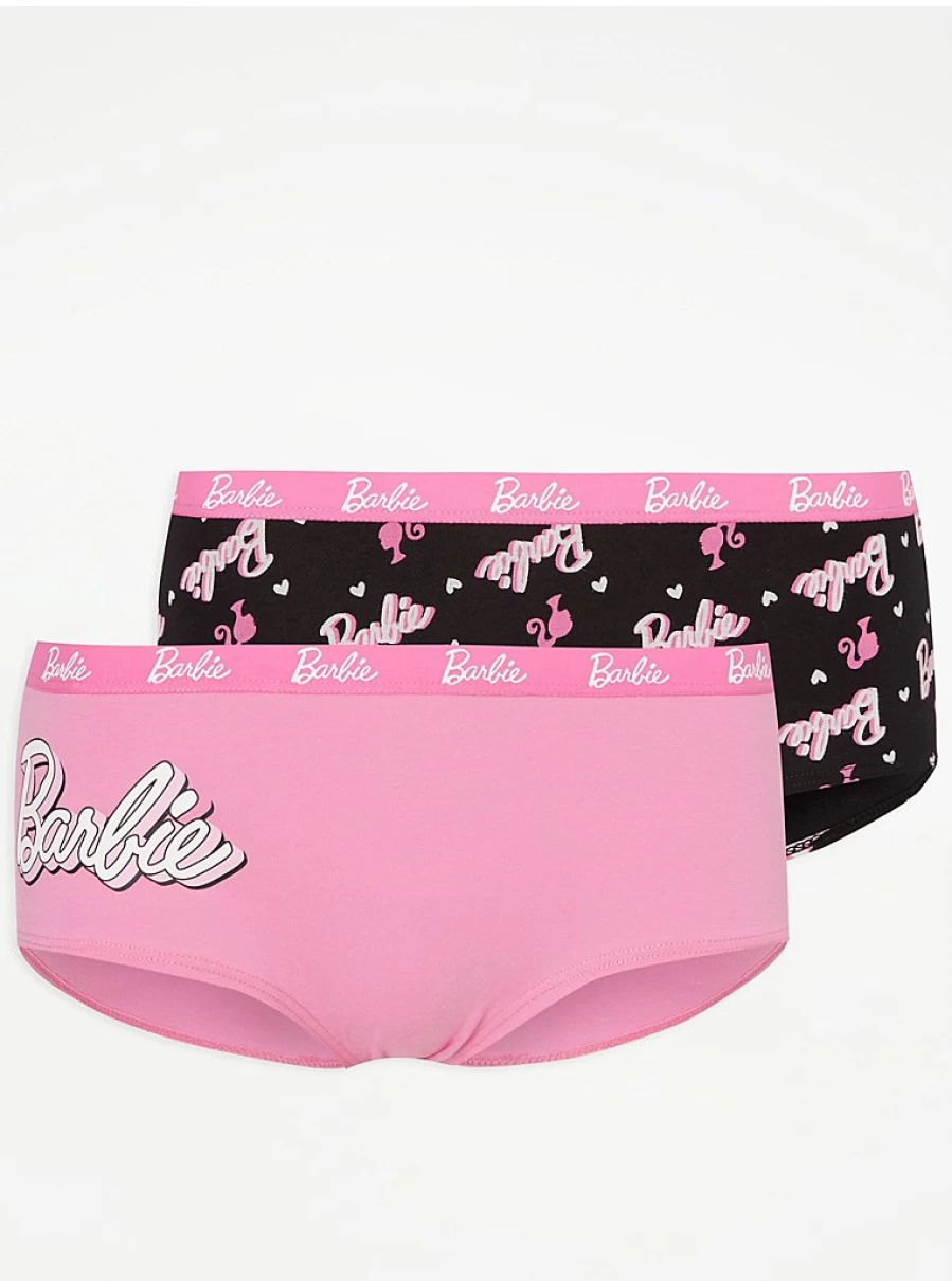 "George at Asda Women's Barbie Short Knickers 2-Pack | Comfortable Lingerie Set"