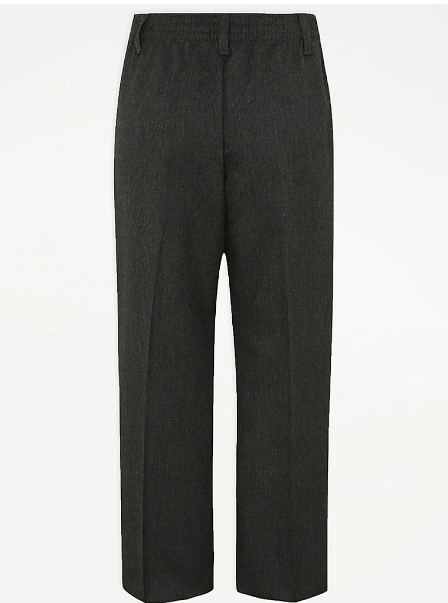 "George at Asda Boys' Grey Elastic Waist School Trousers 2-Pack – Comfortable Longer Length Uniform Pants"