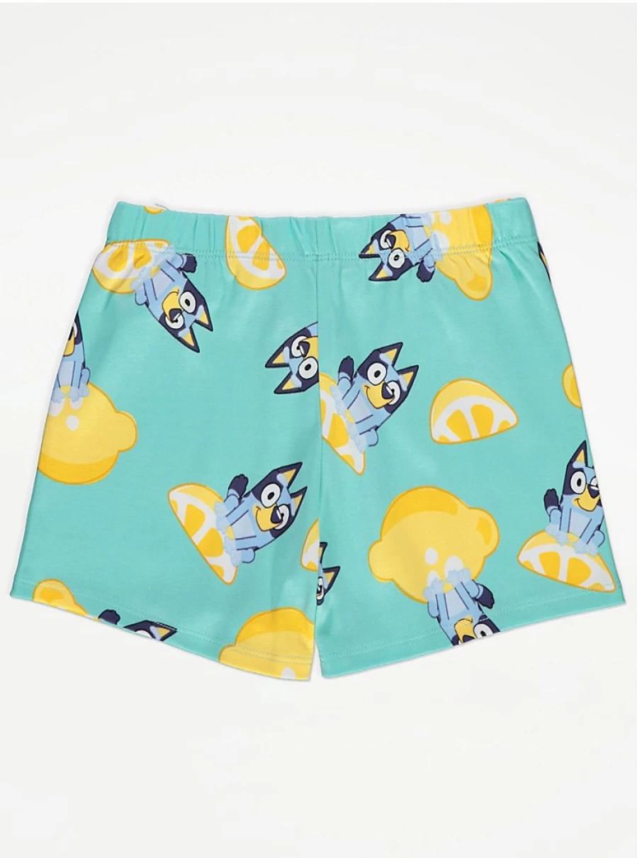 "George at Asda Kids Bluey Aqua Lemon Short Pyjamas | Comfortable & Fun Sleepwear for Children"