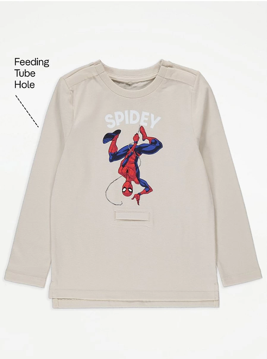Boys' Marvel Spider-Man Easy On Adaptive Long Sleeve Top - George at Asda