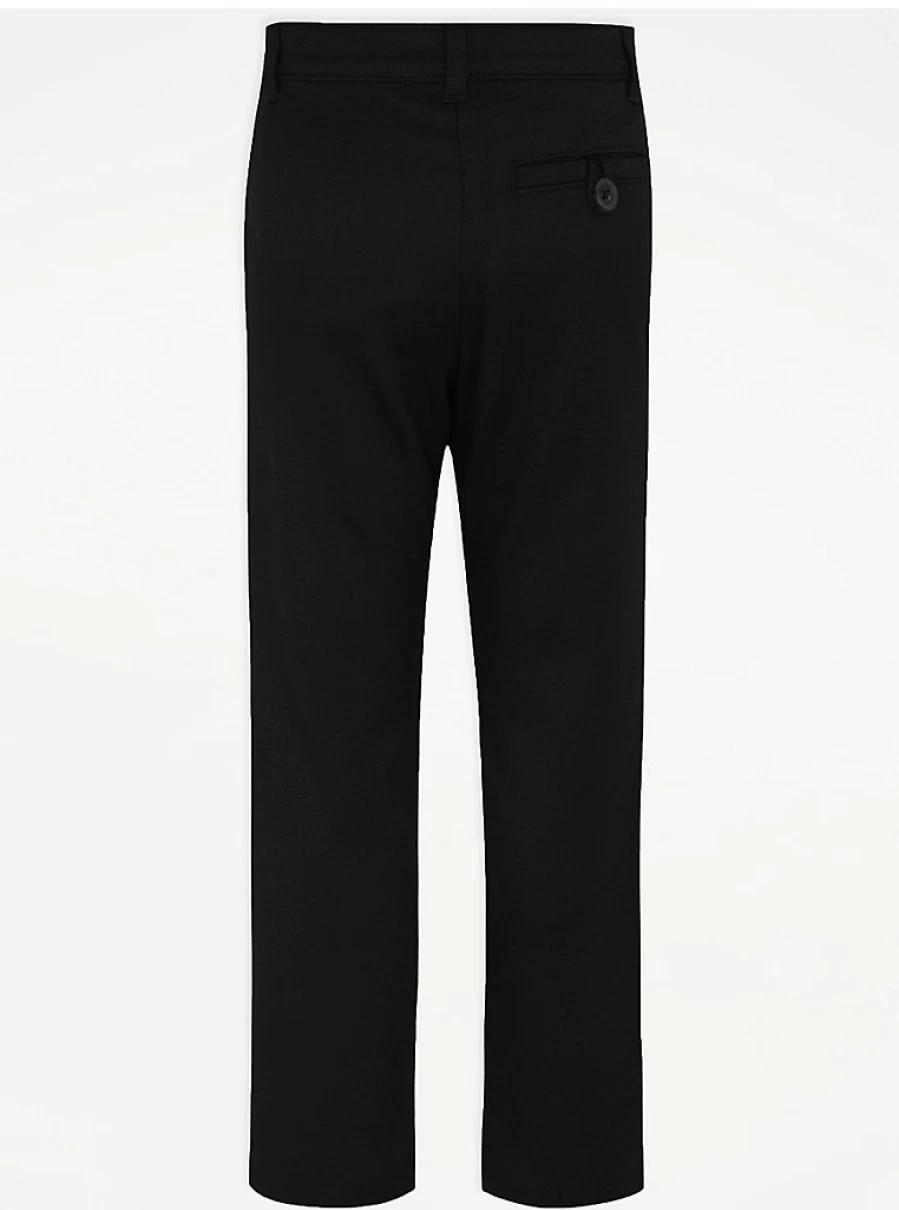 "George at Asda Boys' 2-Pack Black Slim Fit Skinny School Trousers – Comfortable & Durable"