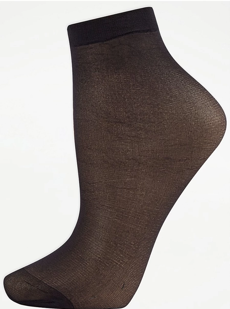 "George at Asda Black 15 Denier Lycra Ankle High Stockings 5-Pack | Comfortable & Durable Hosiery"