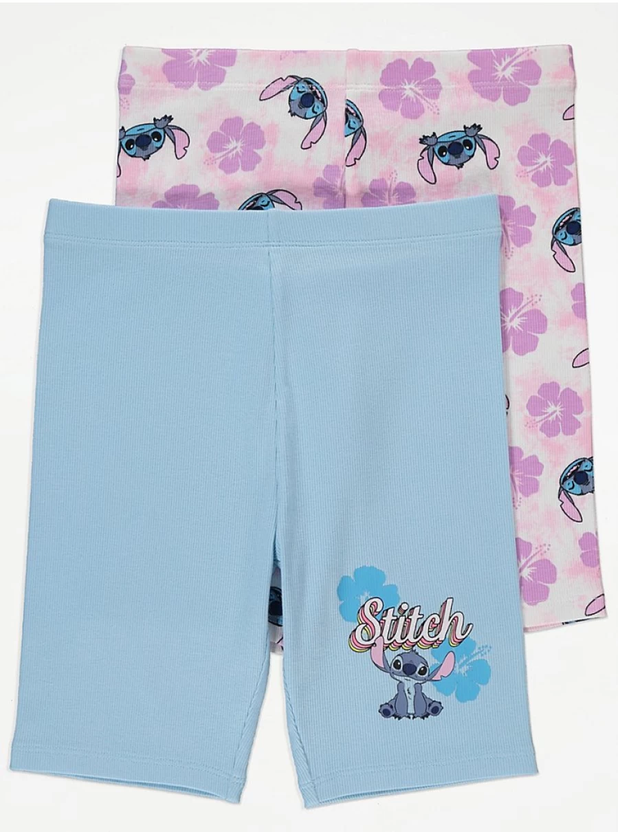 Girls' Disney Lilo & Stitch Floral Bike Shorts 2-Pack | George at Asda | Kids' Cycling Shorts
