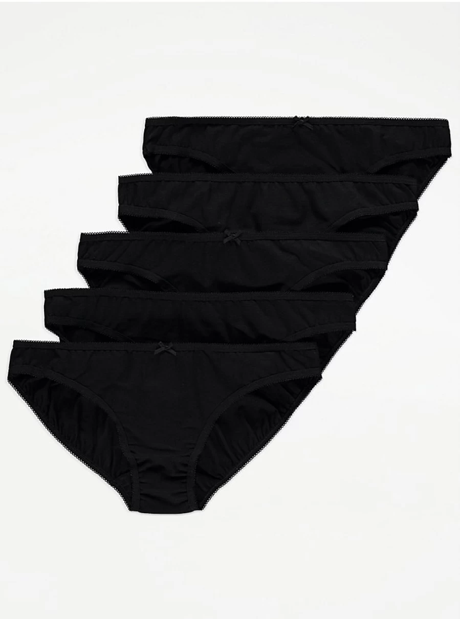 "George at Asda Black Mini Knickers 5-Pack | Comfortable Lingerie Set | Women's Underwear"