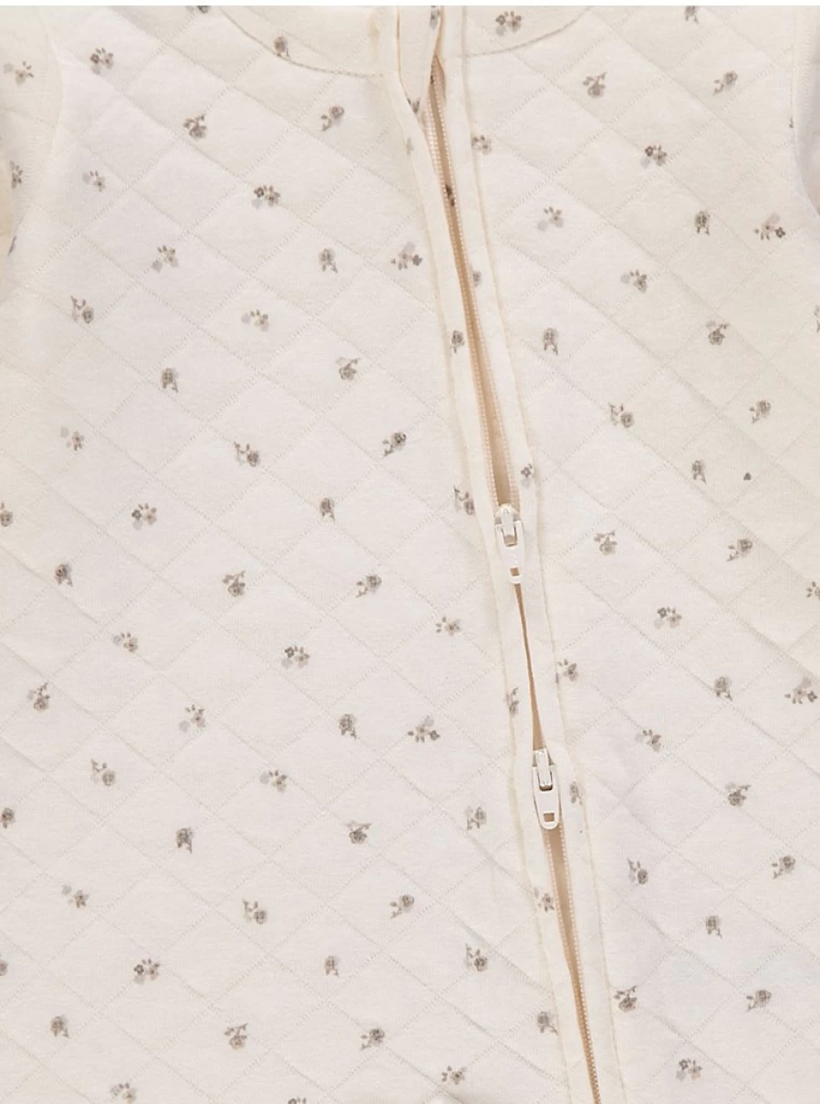 "George at Asda Baby Cream Floral Quilted 2-Way Zip Sleepsuit – Soft & Comfortable Sleepwear"