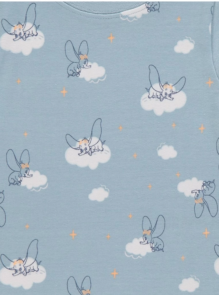George at Asda Baby Boys' Disney Dumbo Blue 2-Pack Long Sleeve Pyjamas - Soft Cotton Sleepwear Set