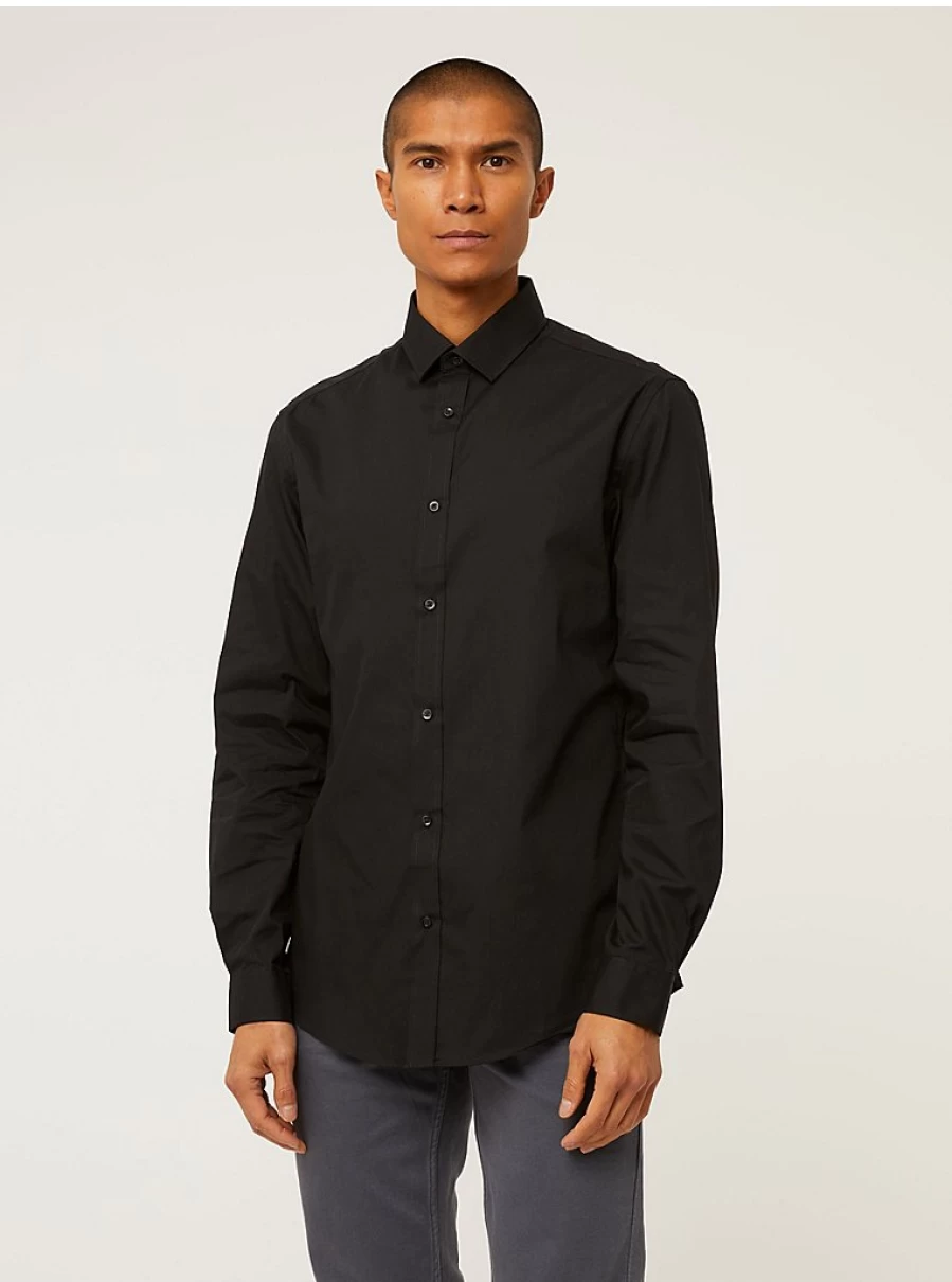 "George at Asda Men's Black Regular Fit Long Sleeve Formal Shirt – Comfort & Style"