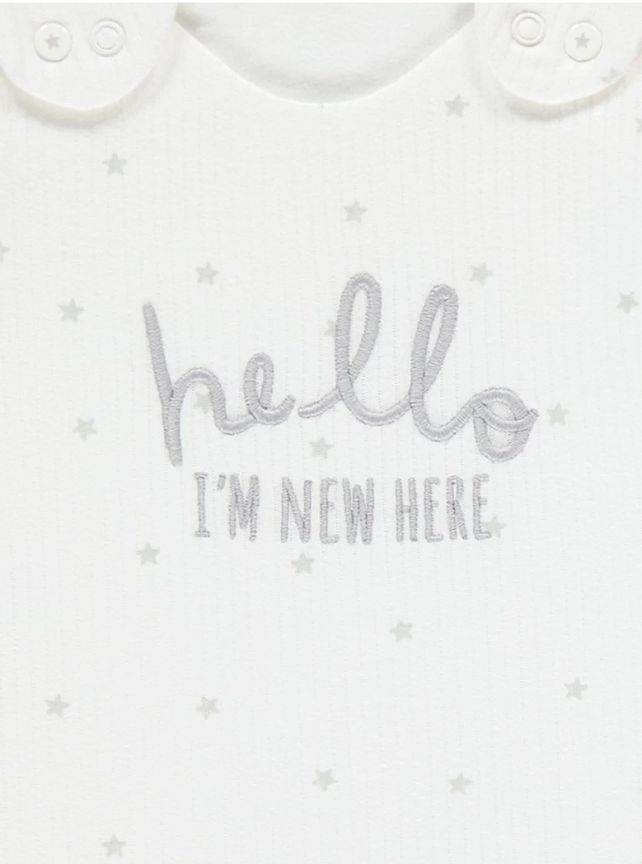 George at Asda Baby Sleeping Bag 1 Tog - White Star Rib Hello World Design | Cozy & Safe for Infants