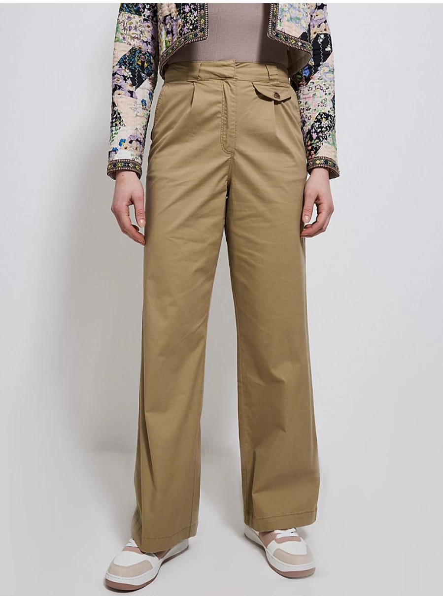 "Women's Light Tan Wide Leg Chino Trousers | Comfort Fit | George at Asda"