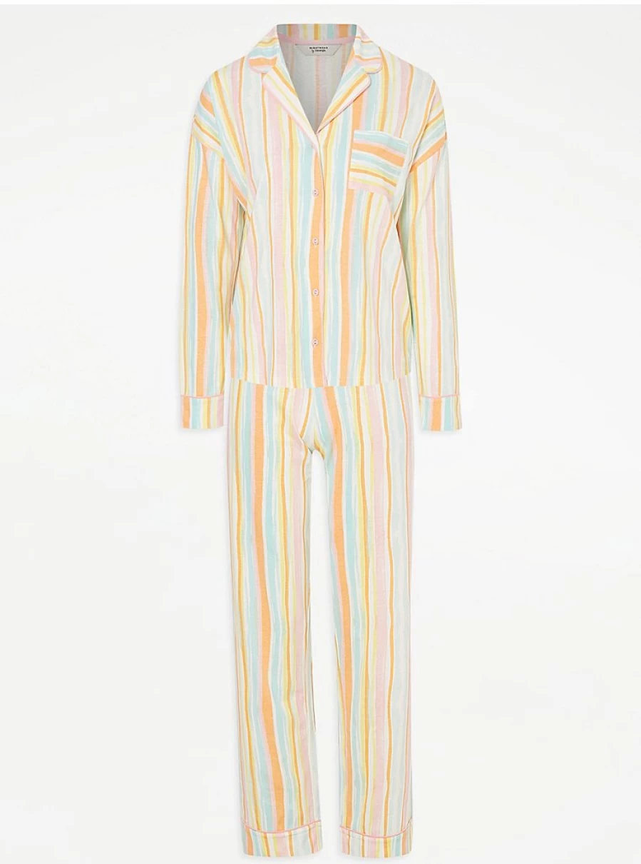 "George at Asda Women's Bright Striped Long Sleeve Pyjama Set - Comfortable Sleepwear & Loungewear"