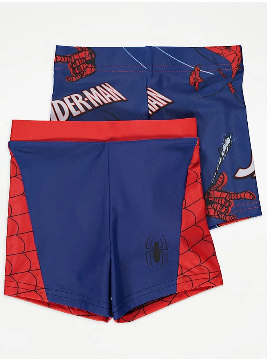 "George at Asda Boys' Marvel Spider-Man Blue Swim Trunks 2-Pack for Kids"