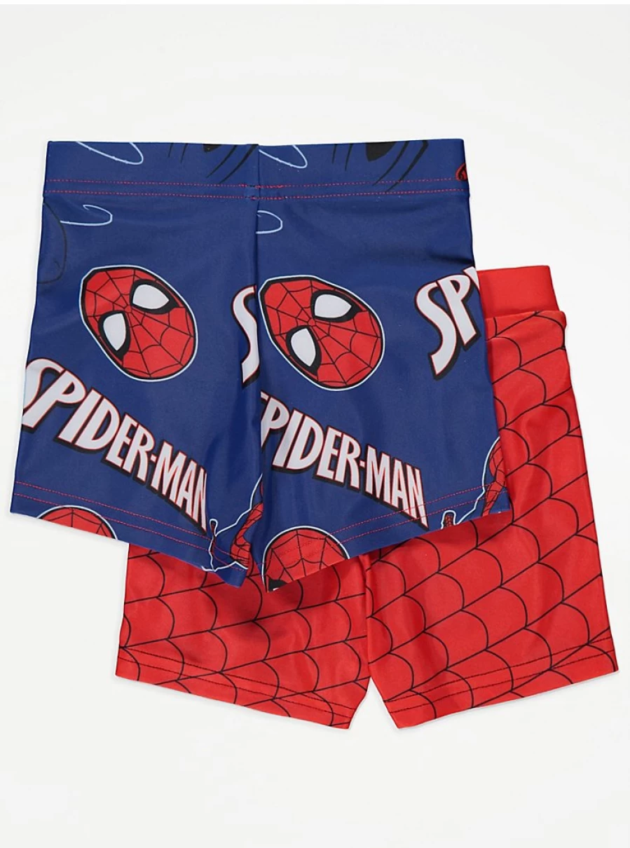 "George at Asda Boys' Marvel Spider-Man Blue Swim Trunks 2-Pack for Kids"