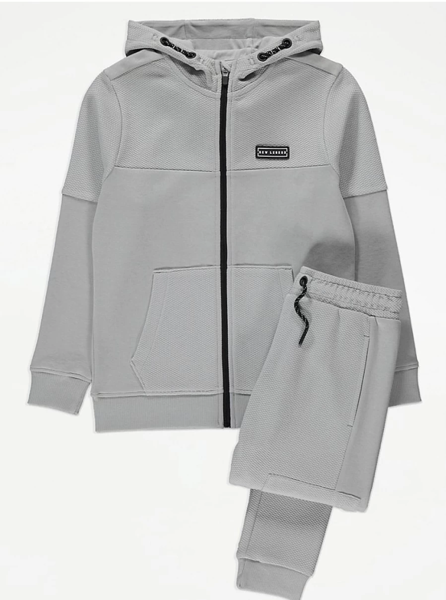 "George at Asda Boys Grey Textured Zip Up Hoodie and Joggers Set - Kids Outfit Review"