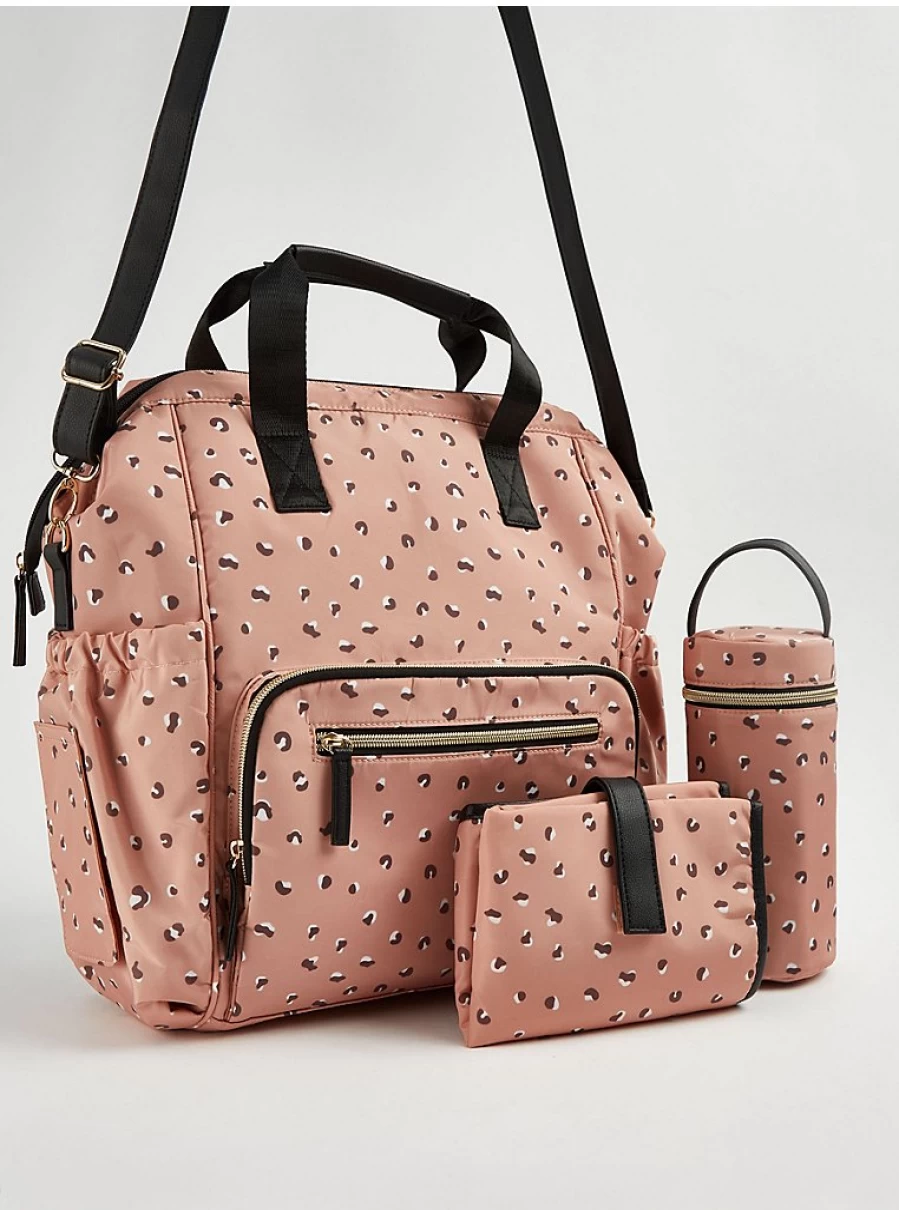 "George at Asda Pink Animal Print Baby Changing Bag – Stylish & Functional Diaper Bag for Infants"