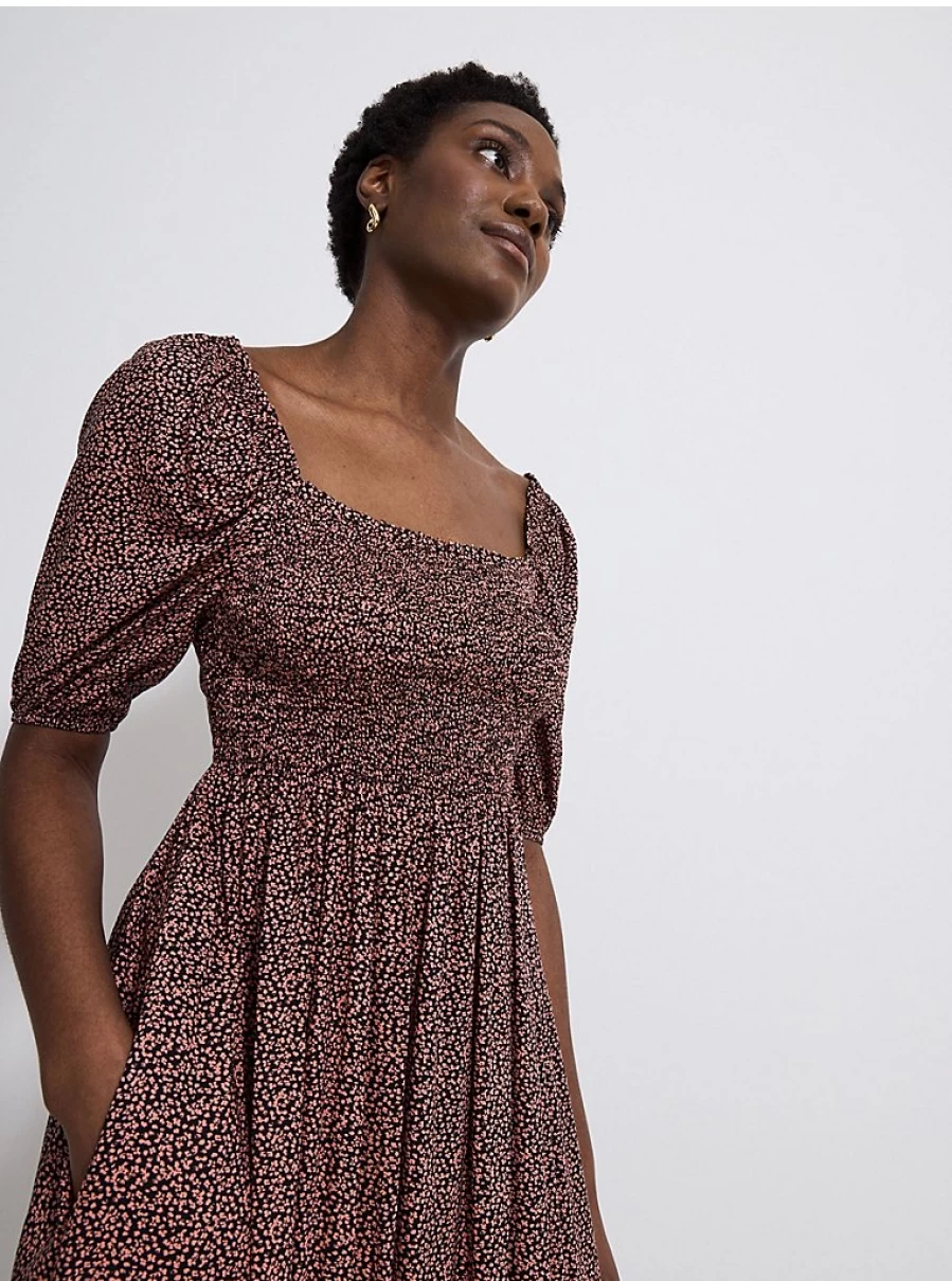 "George at Asda Women's Pink Speckled Puff Sleeve Midi Dress – Reviews & Style Guide"