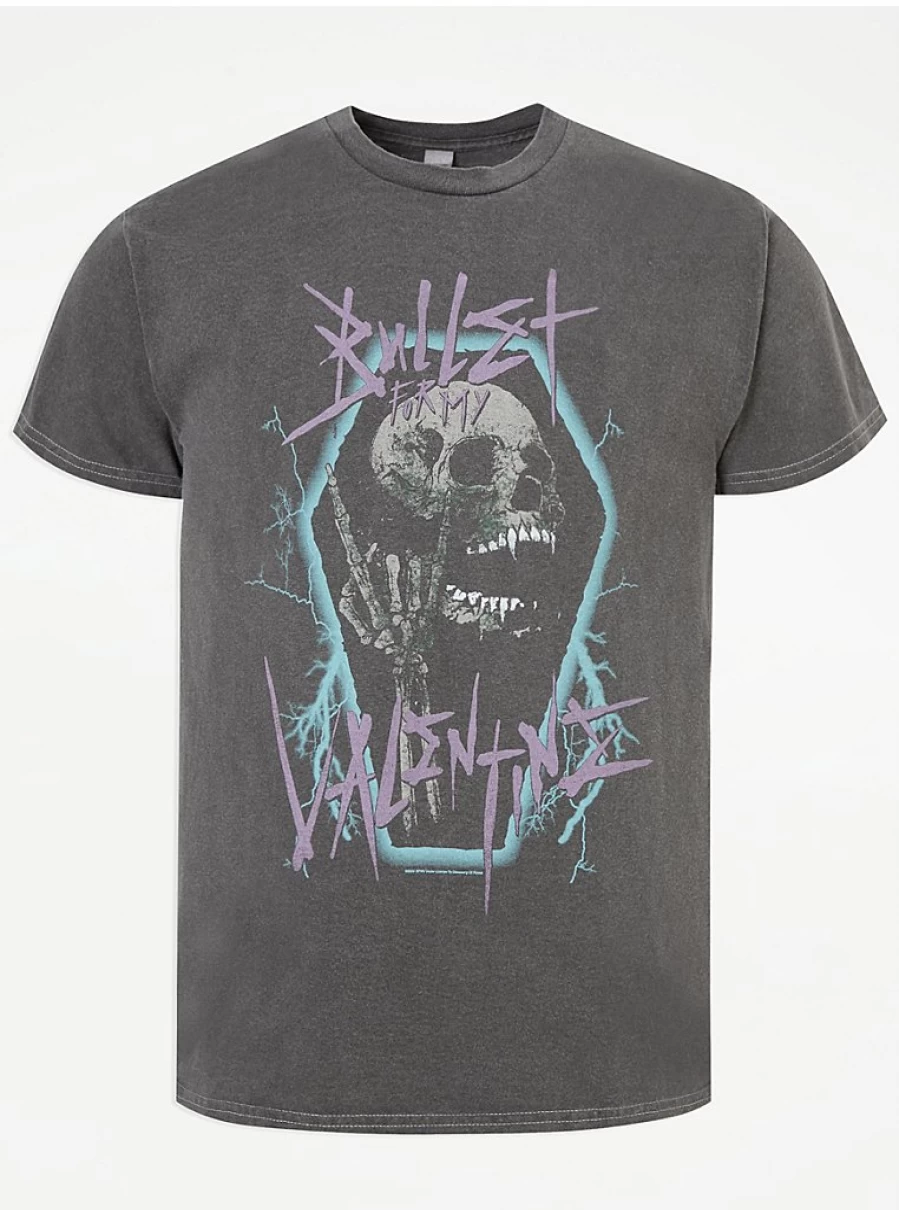 "Bullet For My Valentine Band Faded Charcoal Graphic T-Shirt for Men | George at Asda"