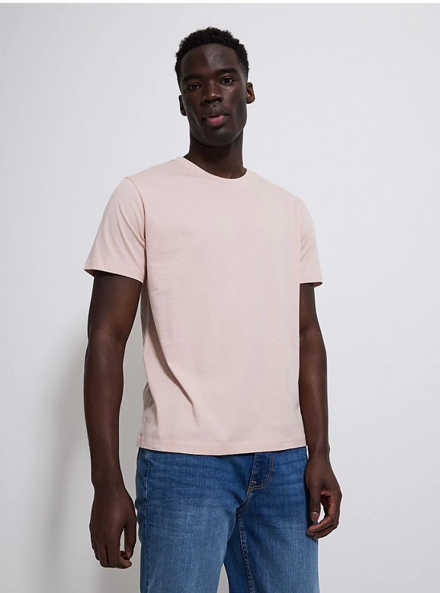"George at Asda Men's Light Pink Crew Neck T-Shirt – Comfort Fit & Stylish Design"