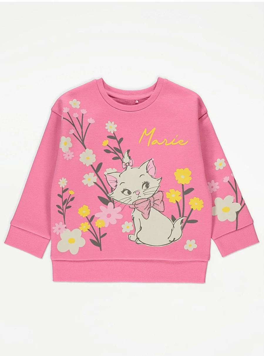 Disney The Aristocats Marie Pink Sweatshirt for Kids by George at Asda | Soft Fleece Pullover | Official Character Apparel