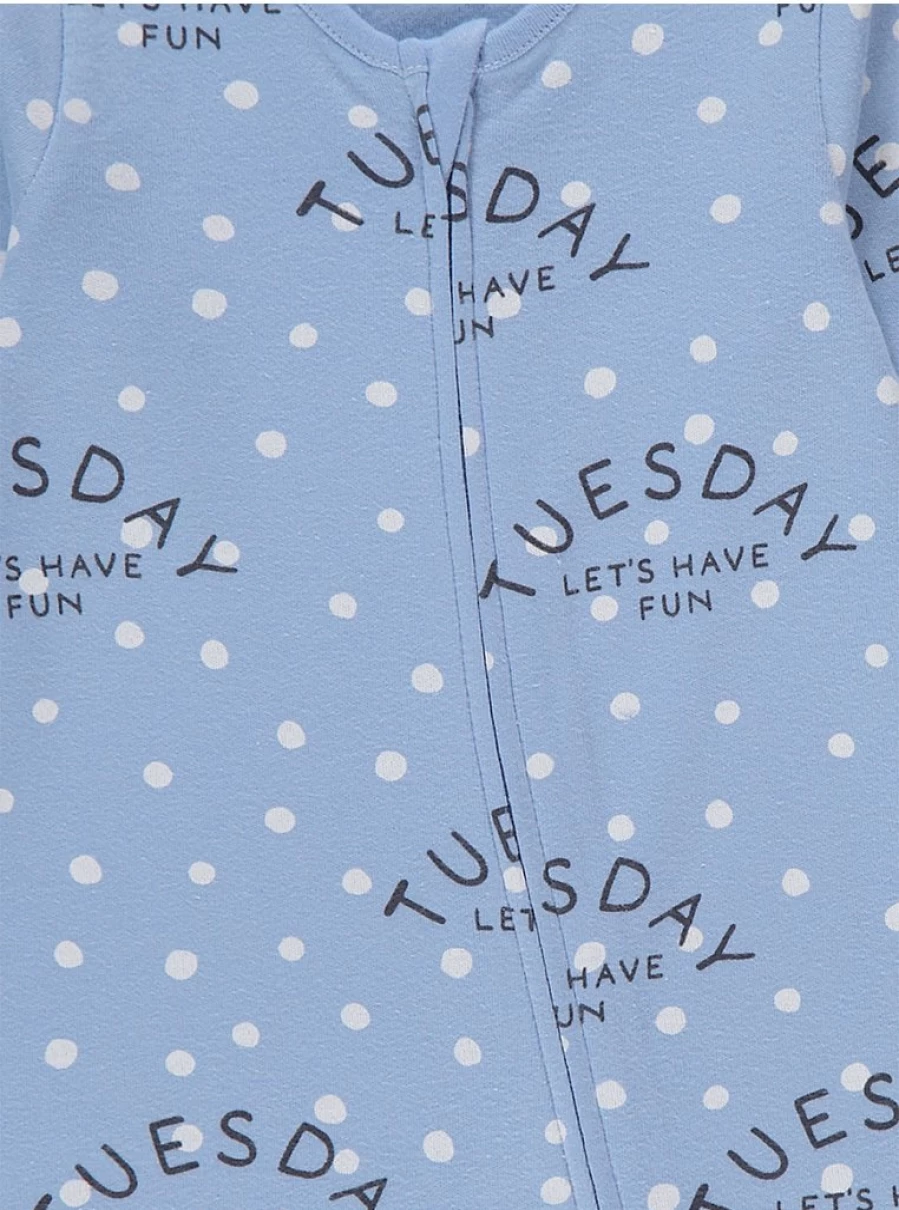 "George at Asda Baby Pastel Spotty 7-Pack Days of the Week Sleepsuits | Soft Cotton Sleepwear Set"