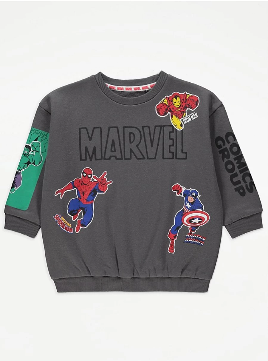 "George at Asda Marvel Superhero Grey Sweatshirt for Boys | Kids' Casual Pullover"