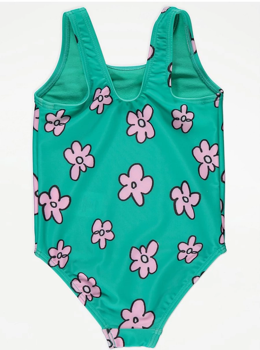 "George at Asda Bright Green Daisy Print Girls Swimsuit for Kids – Reviews & Features"