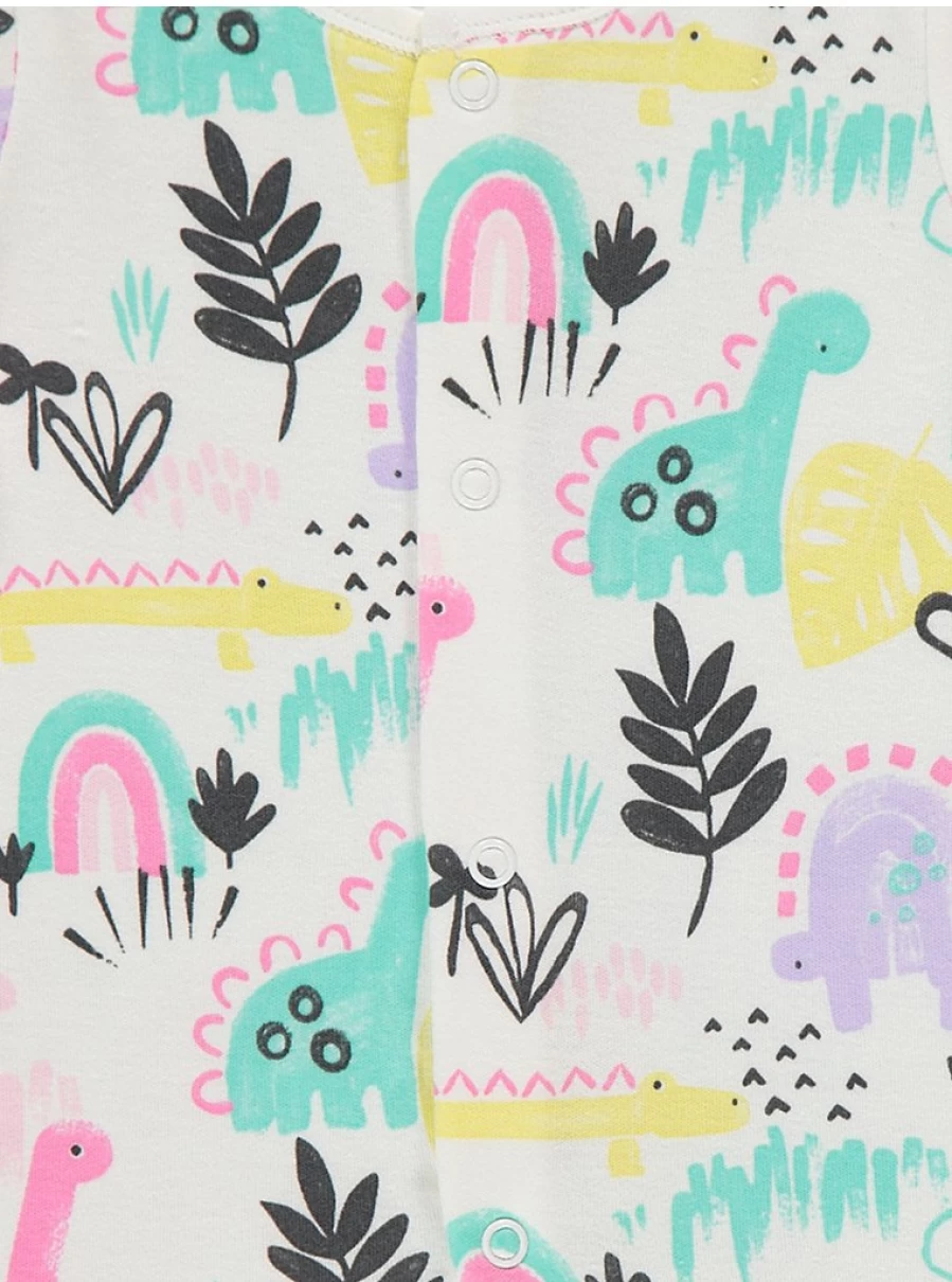 "George at Asda Baby Boys/Girls Dinosaur Sleepsuits 5-Pack | Soft & Bright Pajamas"