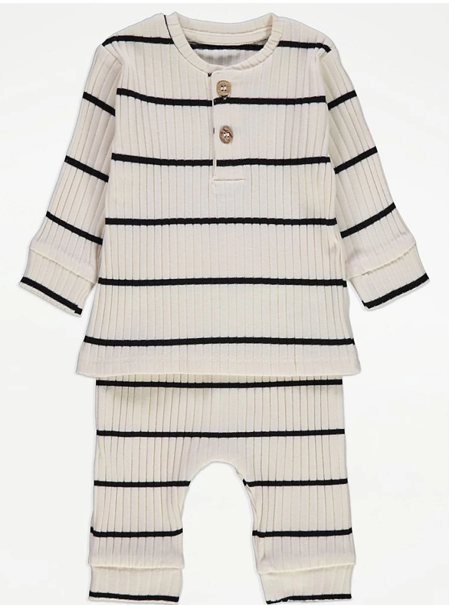 "George at Asda Boys' Stripe Ribbed Long Sleeve Top and Leggings Outfit Reviews"